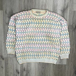 Vintage 1980s Alison Taylor Multicolour Medium Crewneck Knit Sweater